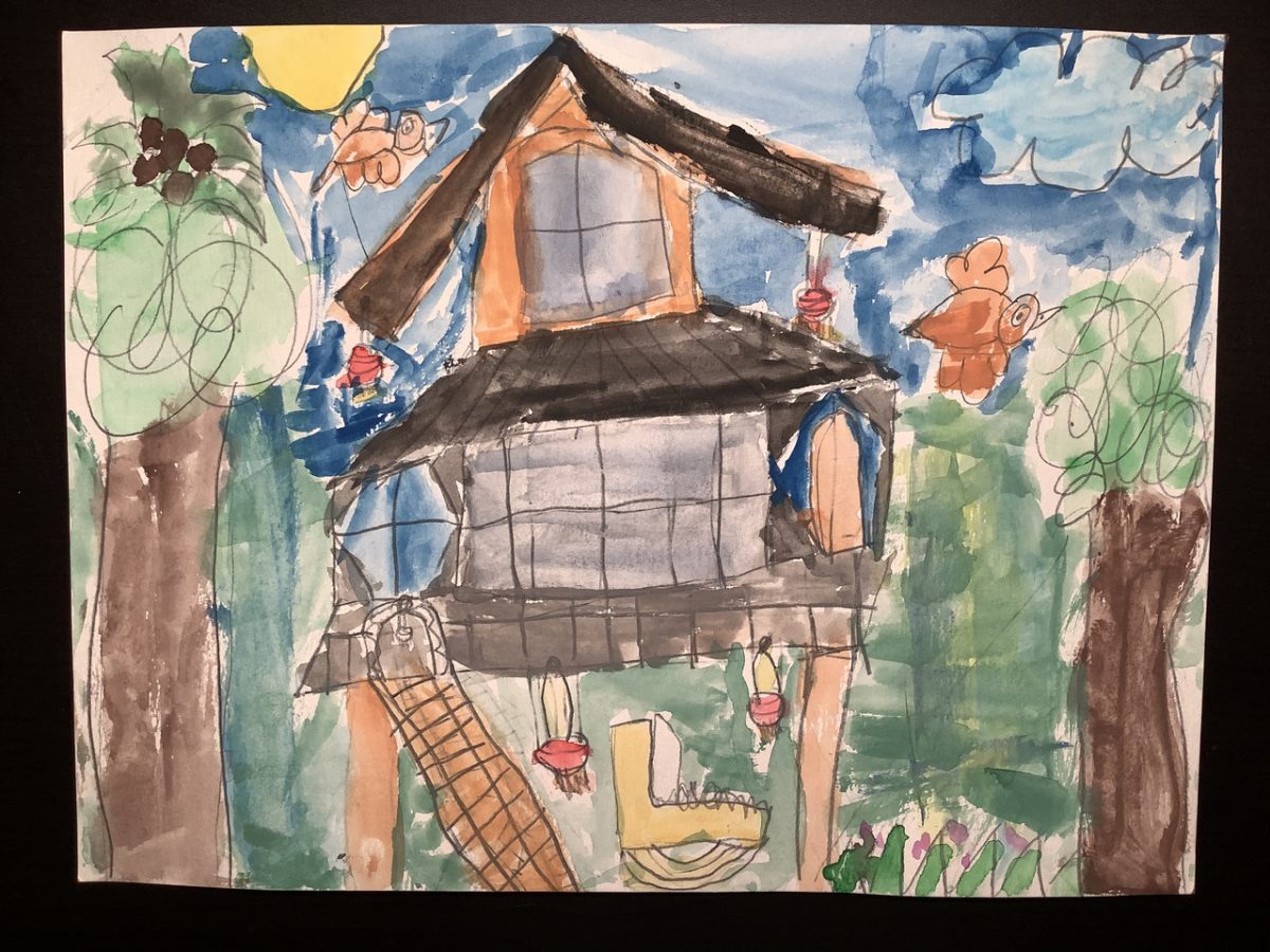 Watercolor painting of a house
