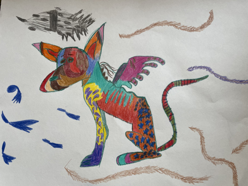 Colorful drawing of a dog