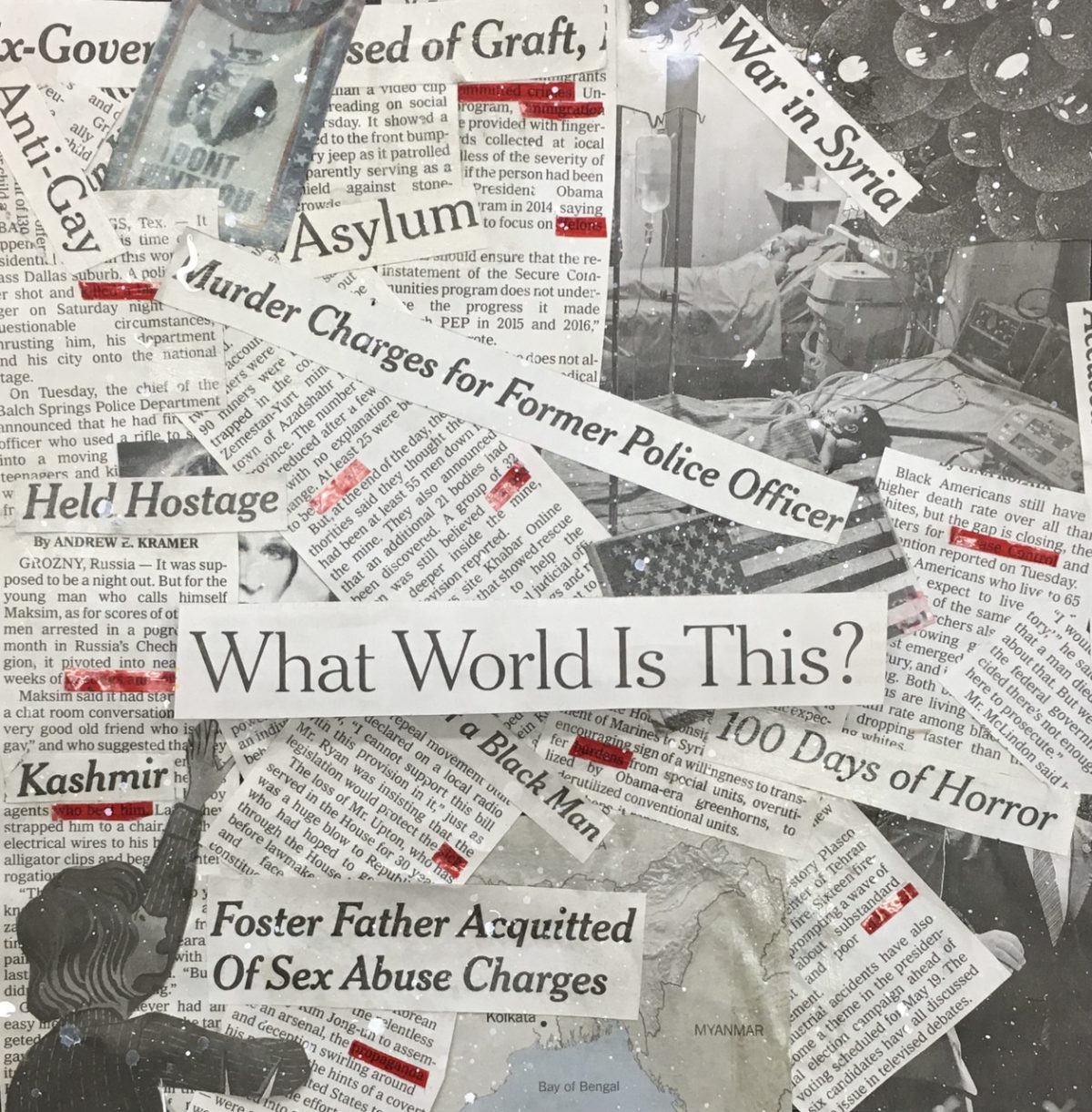 Newspaper headline collage