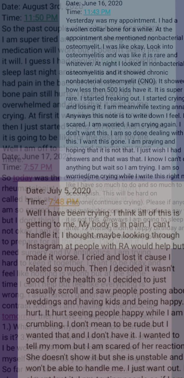 Digital drawing of overlapping notes