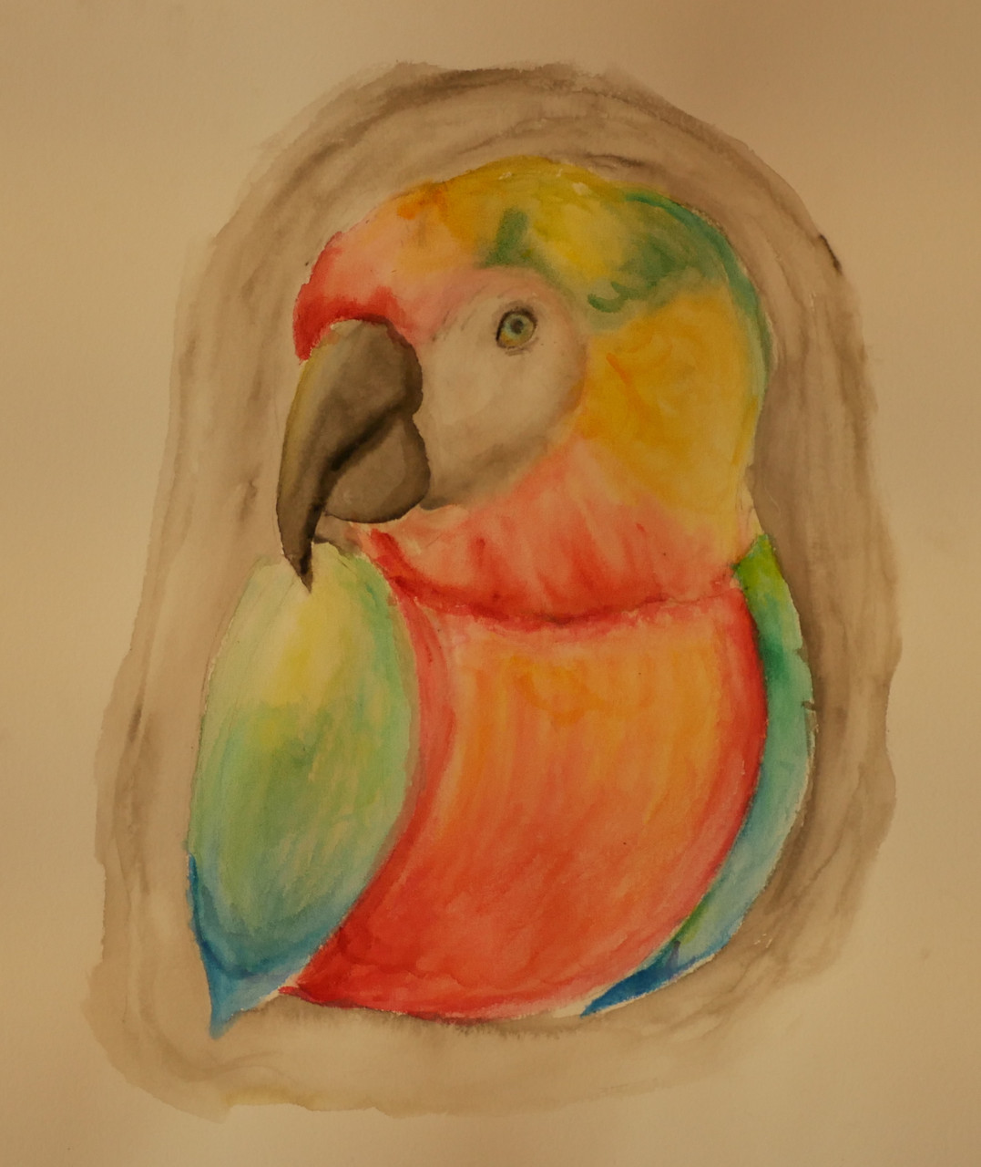 Watercolor painting of a macaw