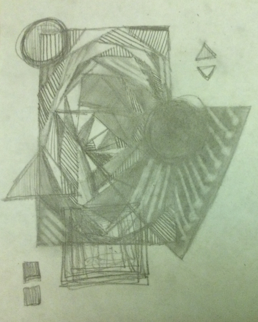 Abstract drawing of different shapes with shading