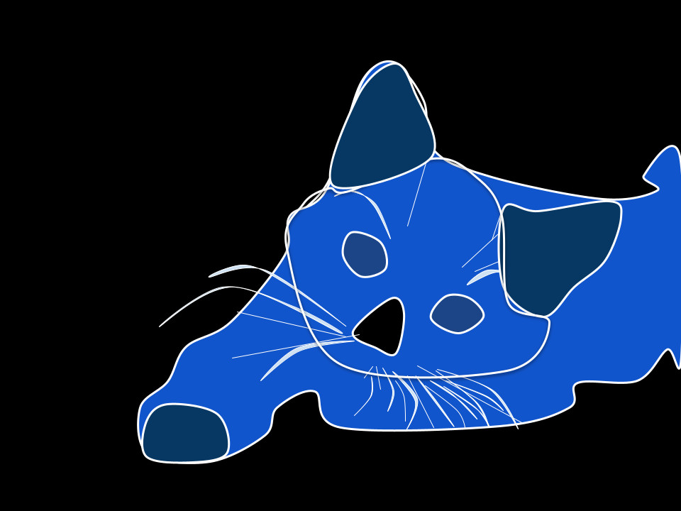 A digital drawing of a blue cat