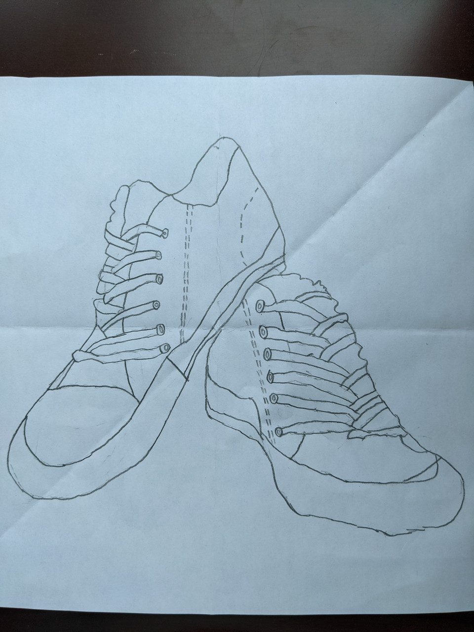 Pencil drawing of running shoes