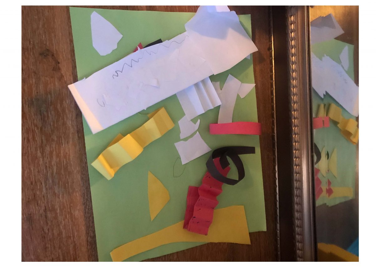 Abstract construction paper sculpture