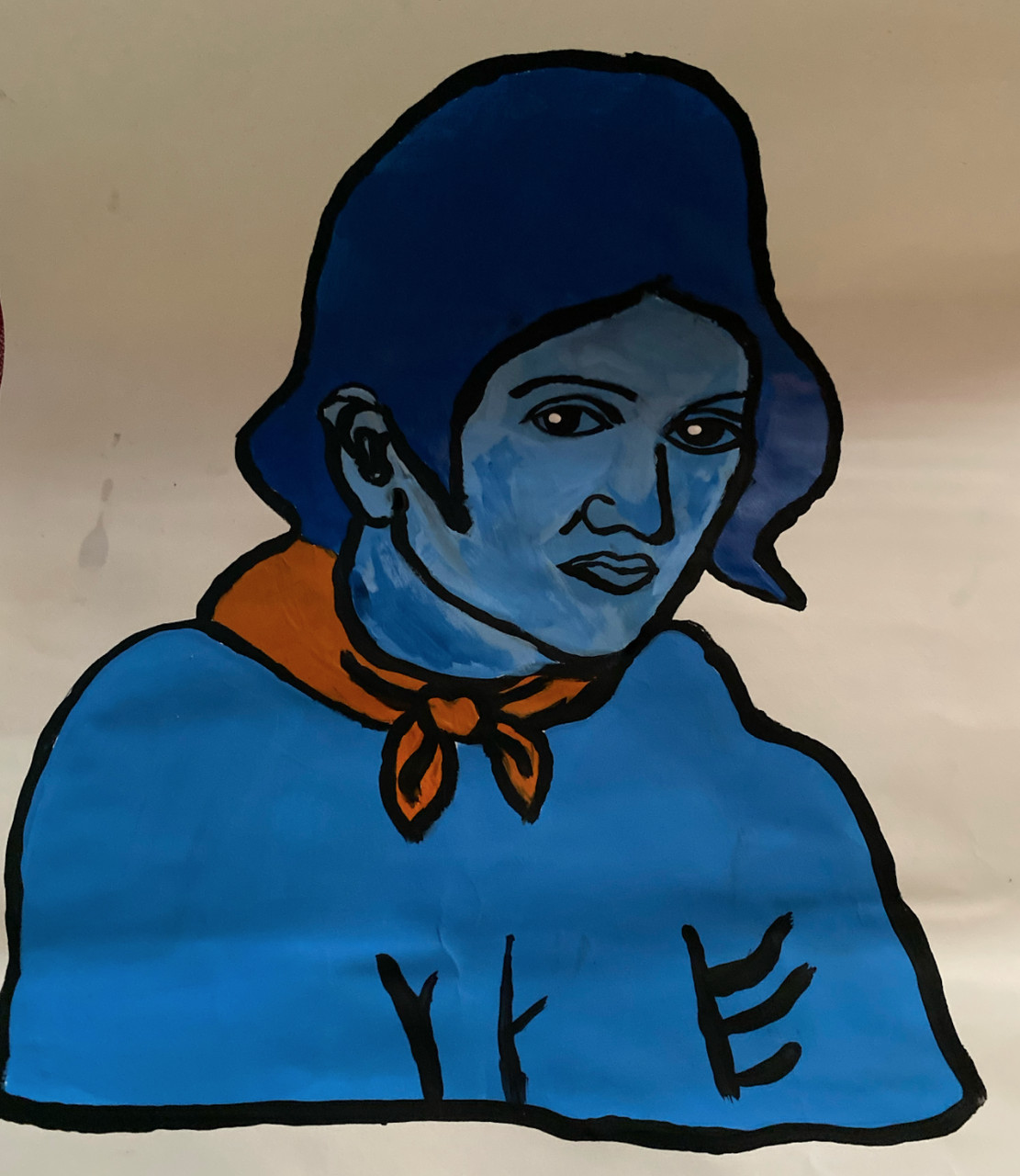 monochromatic acrylic painting from Picasso's Blue Period