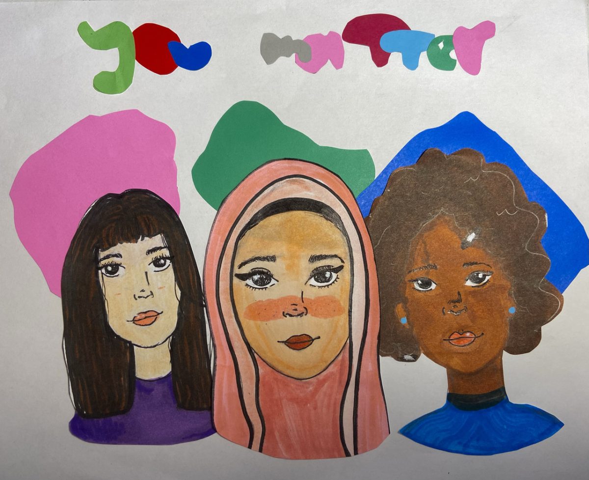 Drawings of 3 girls with "you matter" written above them
