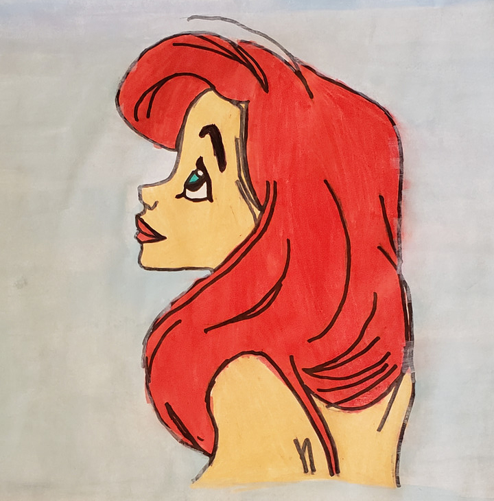 A painting of Ariel from the Little Mermaid