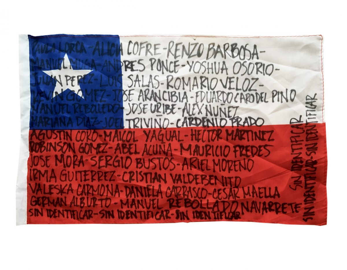 A flag with writing