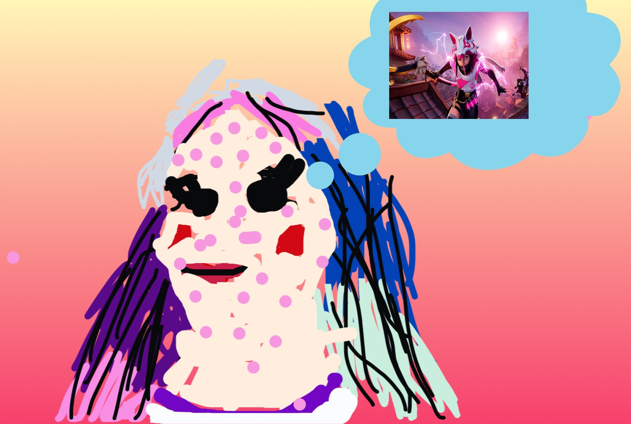 Digital self portrait of a girl with a gradient background