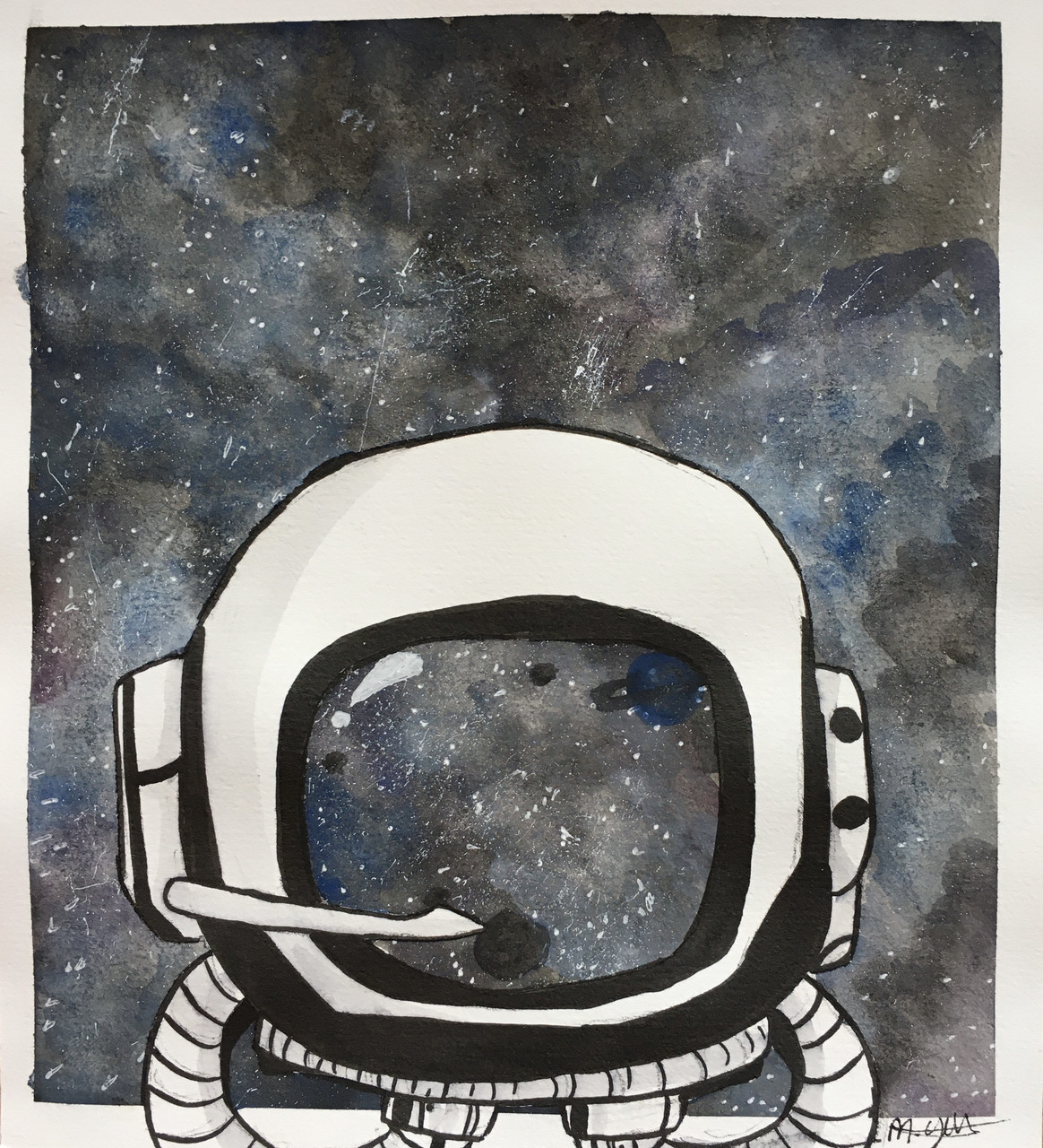 Space man Helmut in front of black space