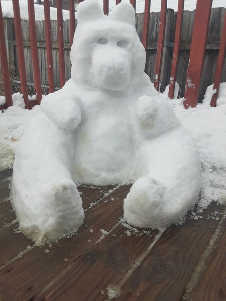 Snow sculpture of bear