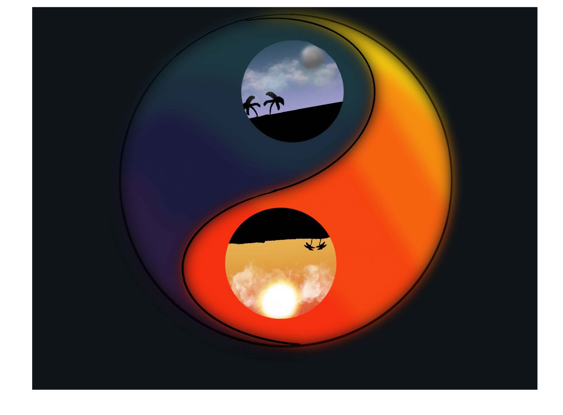 Digital yin and yang drawing