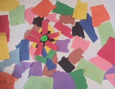Colorful torn paper collage