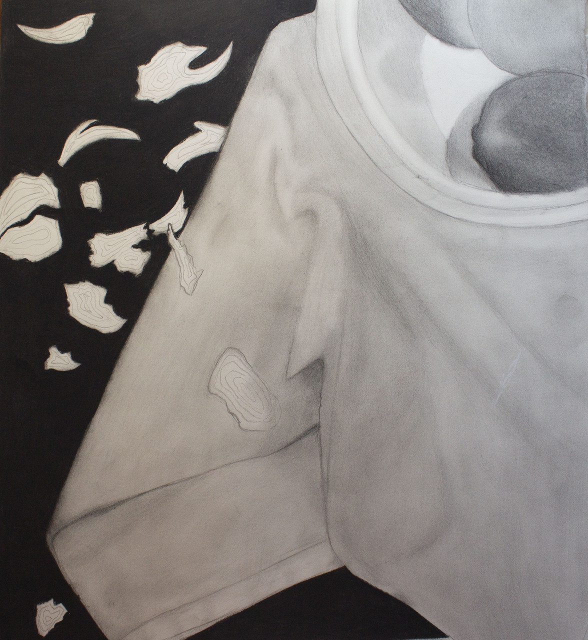 Black and white drawing of fabric