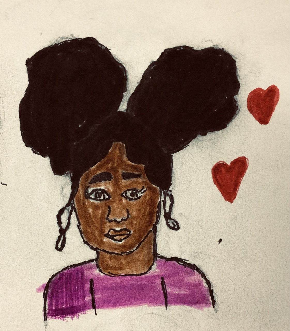 A girl with big ponytails