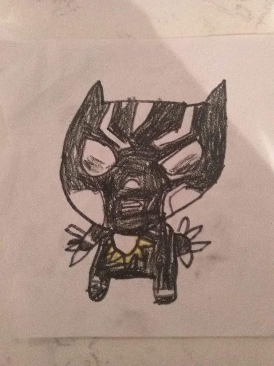 Drawing of a super hero with cat ears