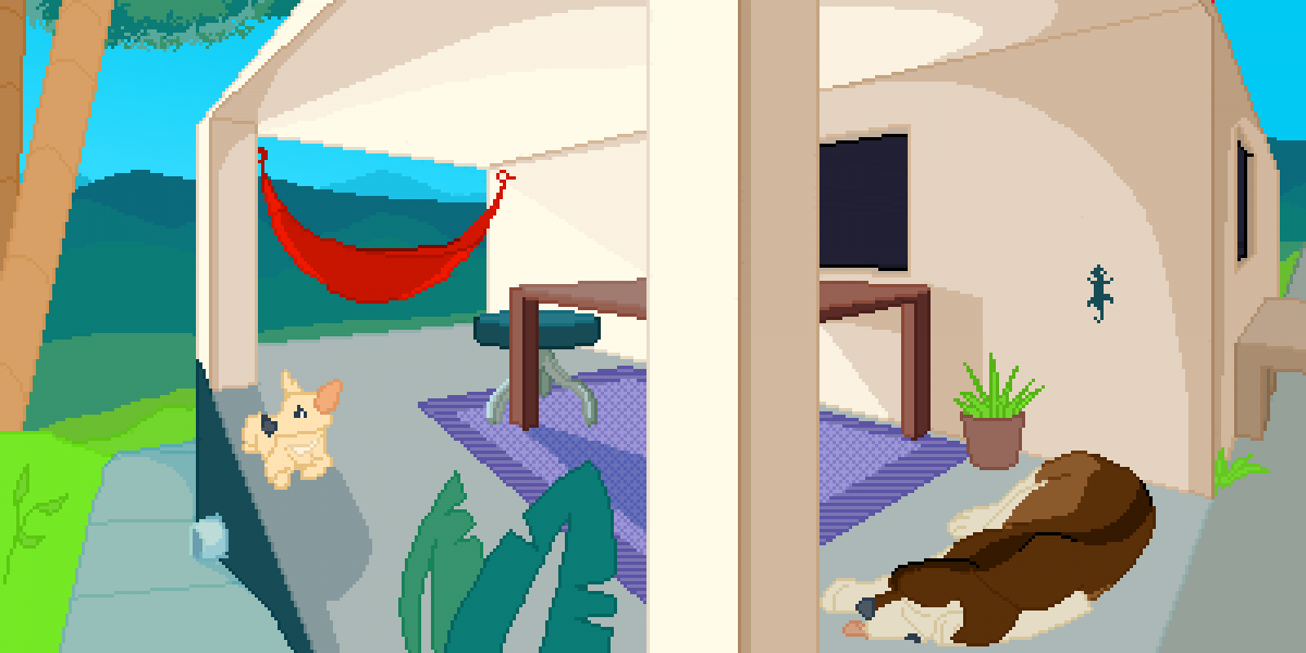 Digital drawing of porch with hammock