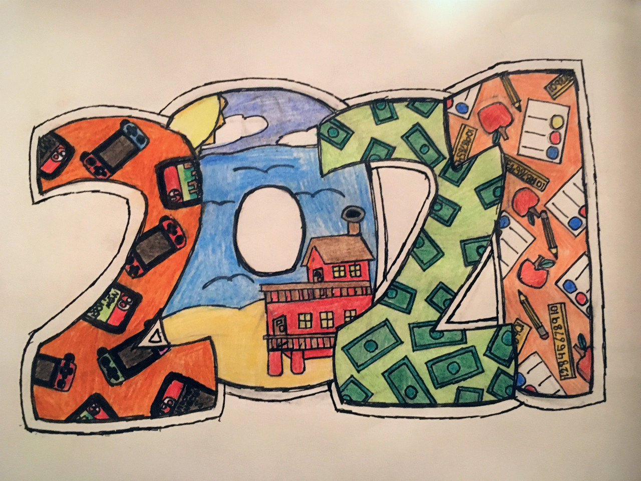 "2021" with images inside each number