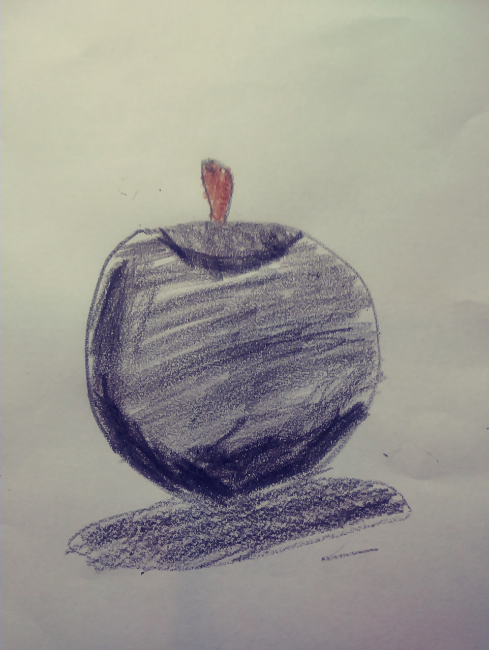 A drawing of a purple apple