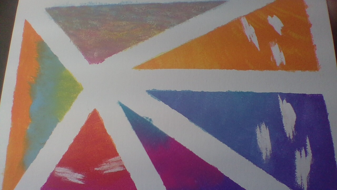 Painting with masking tape resist and colors