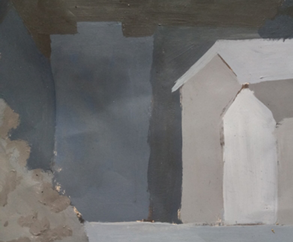 painting of white building