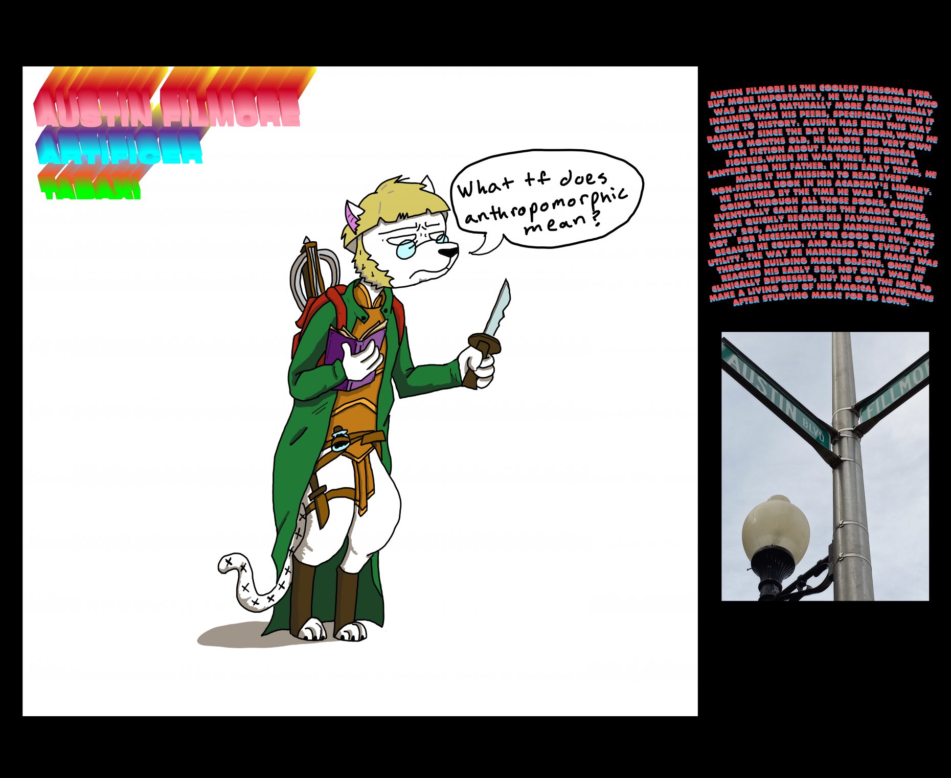 A faux dungeons and dragons animated character sheet