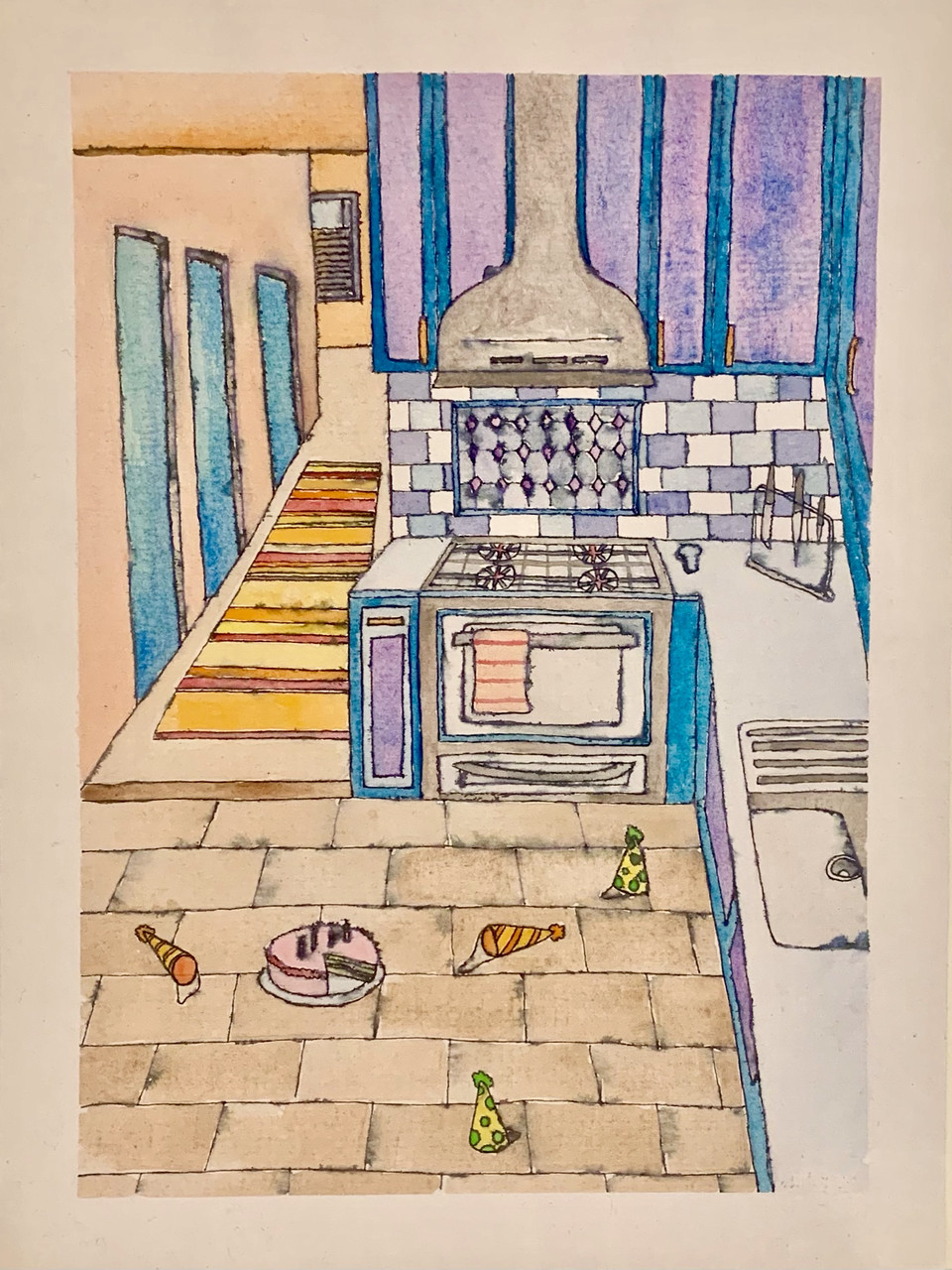 drawing of a kitchen