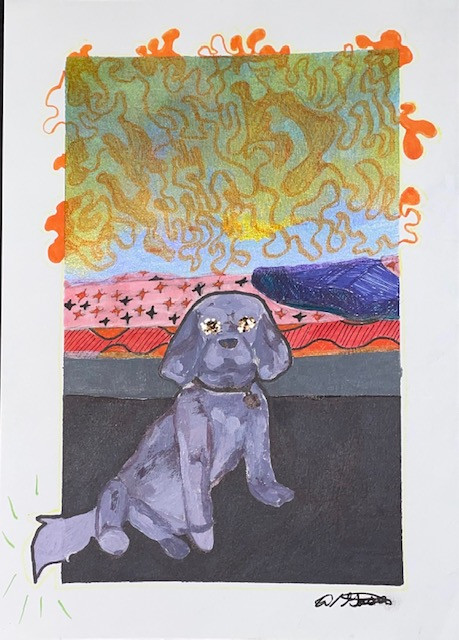 Colorful painting of a dog