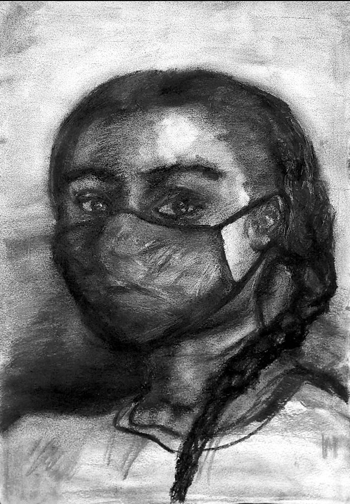 portrait of person wearing a mask
