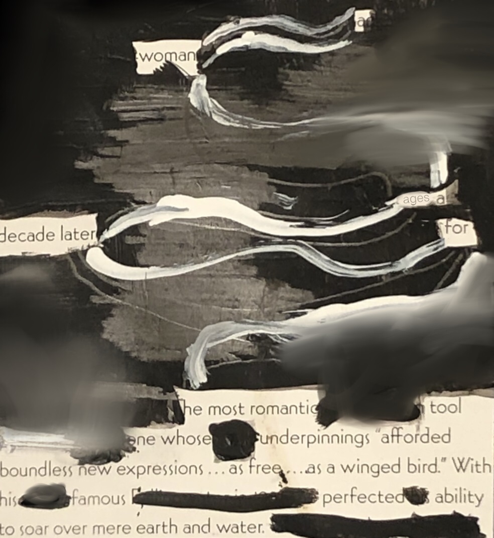 Paint and words to reveal black out poetry