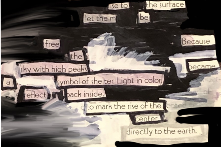 Paint and words to reveal black out poetry