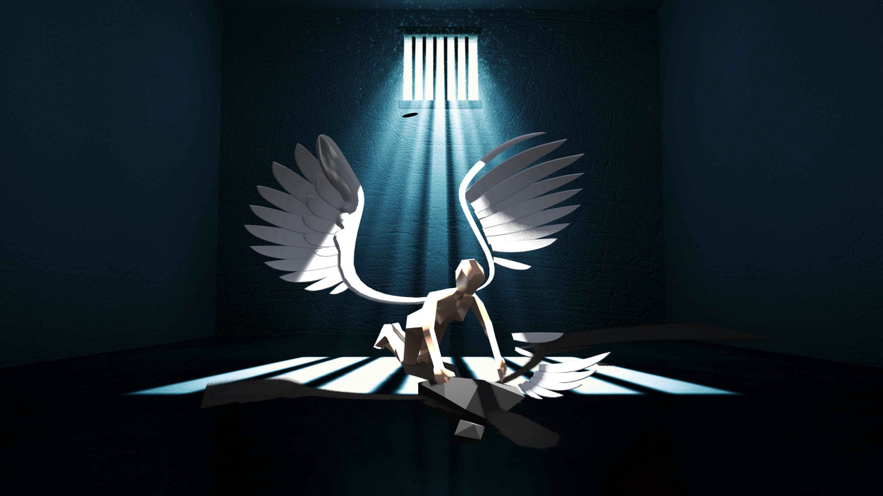 Digital drawing of a winged creature on a black background