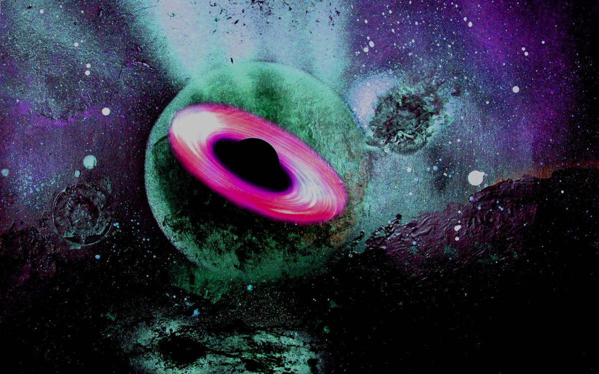 Digital art piece of surreal and colorful planets