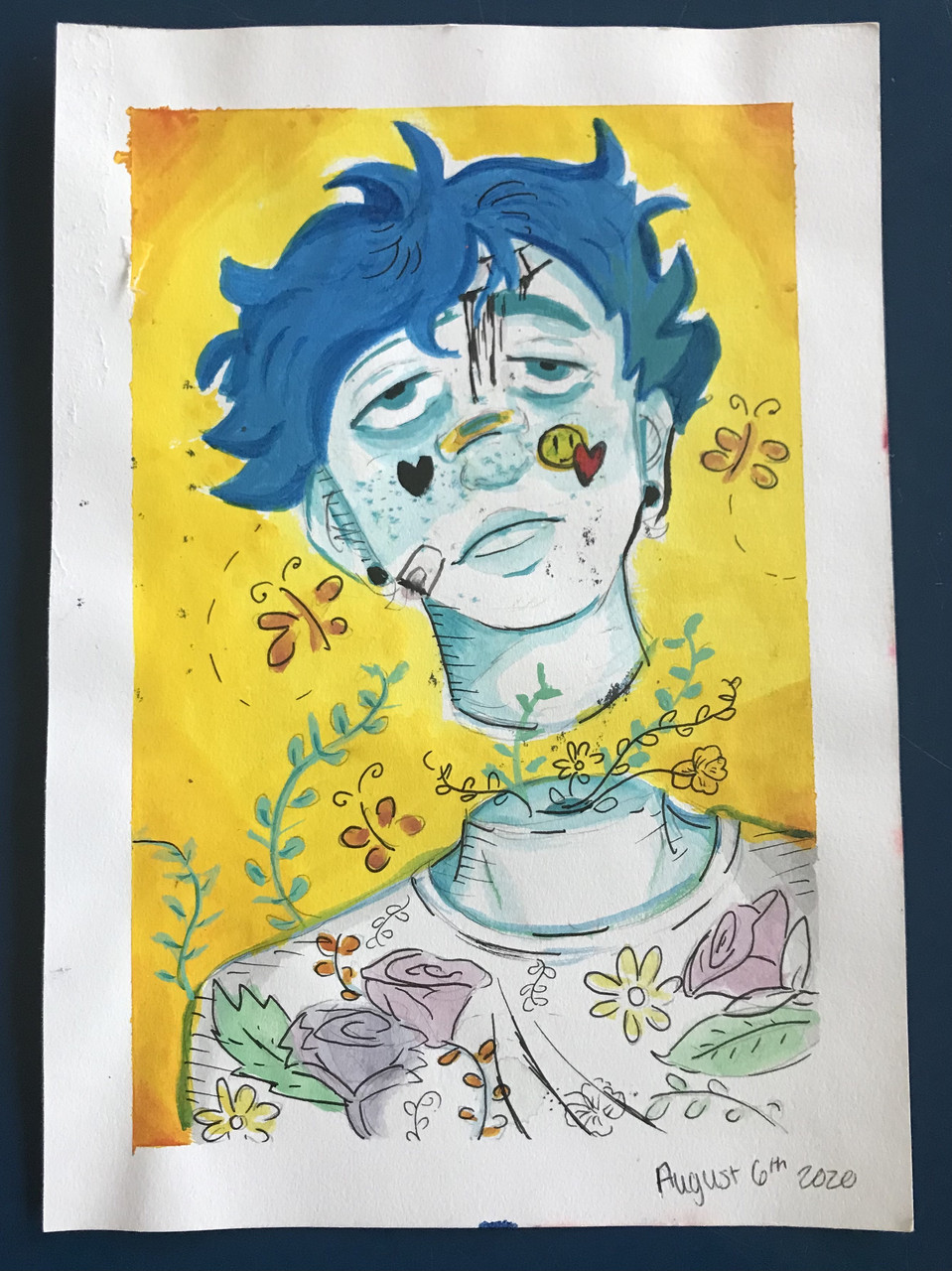 animated painting of a young boy with his head floating away from his body