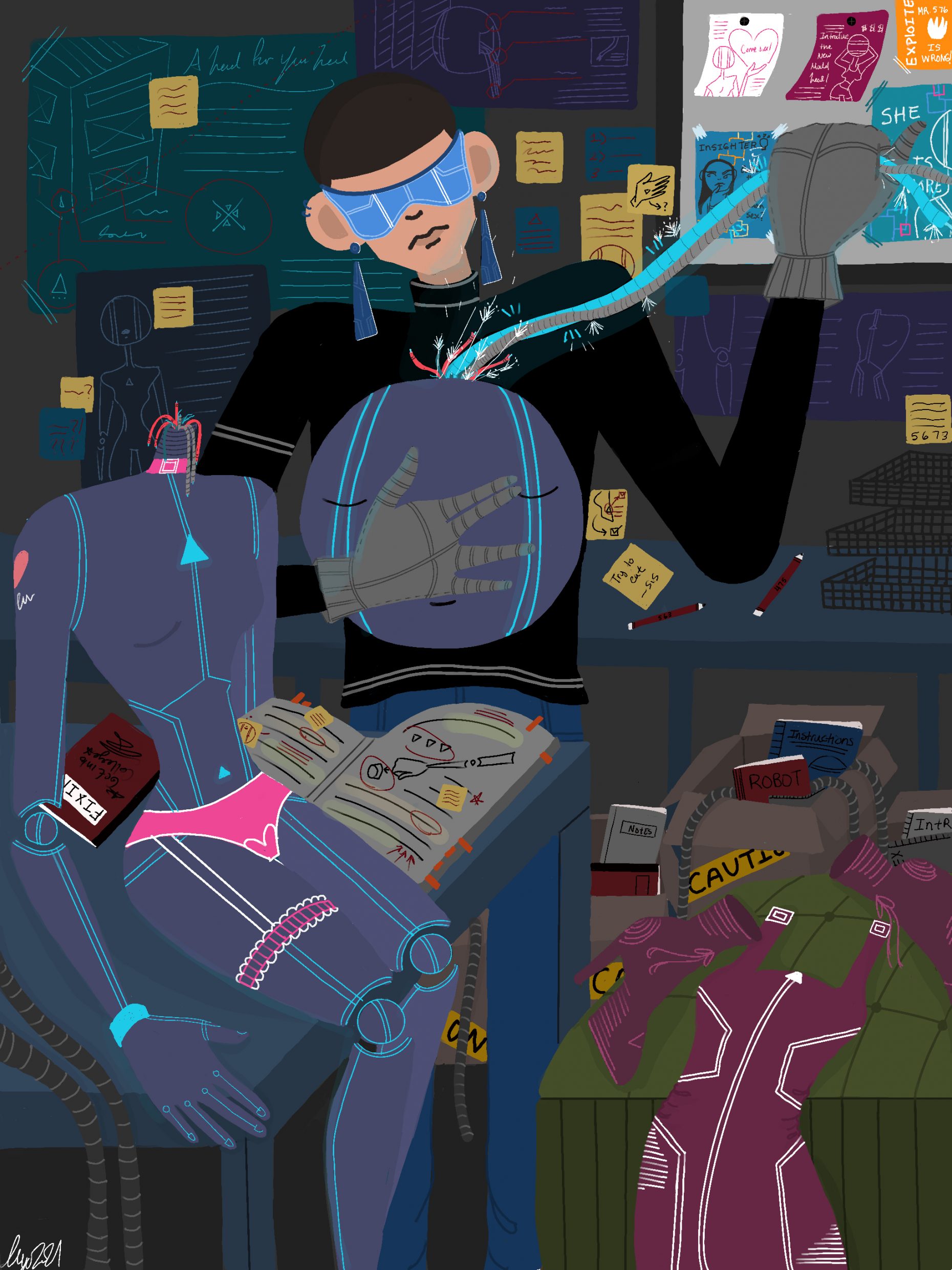 Digital Image of a Woman working on a robot