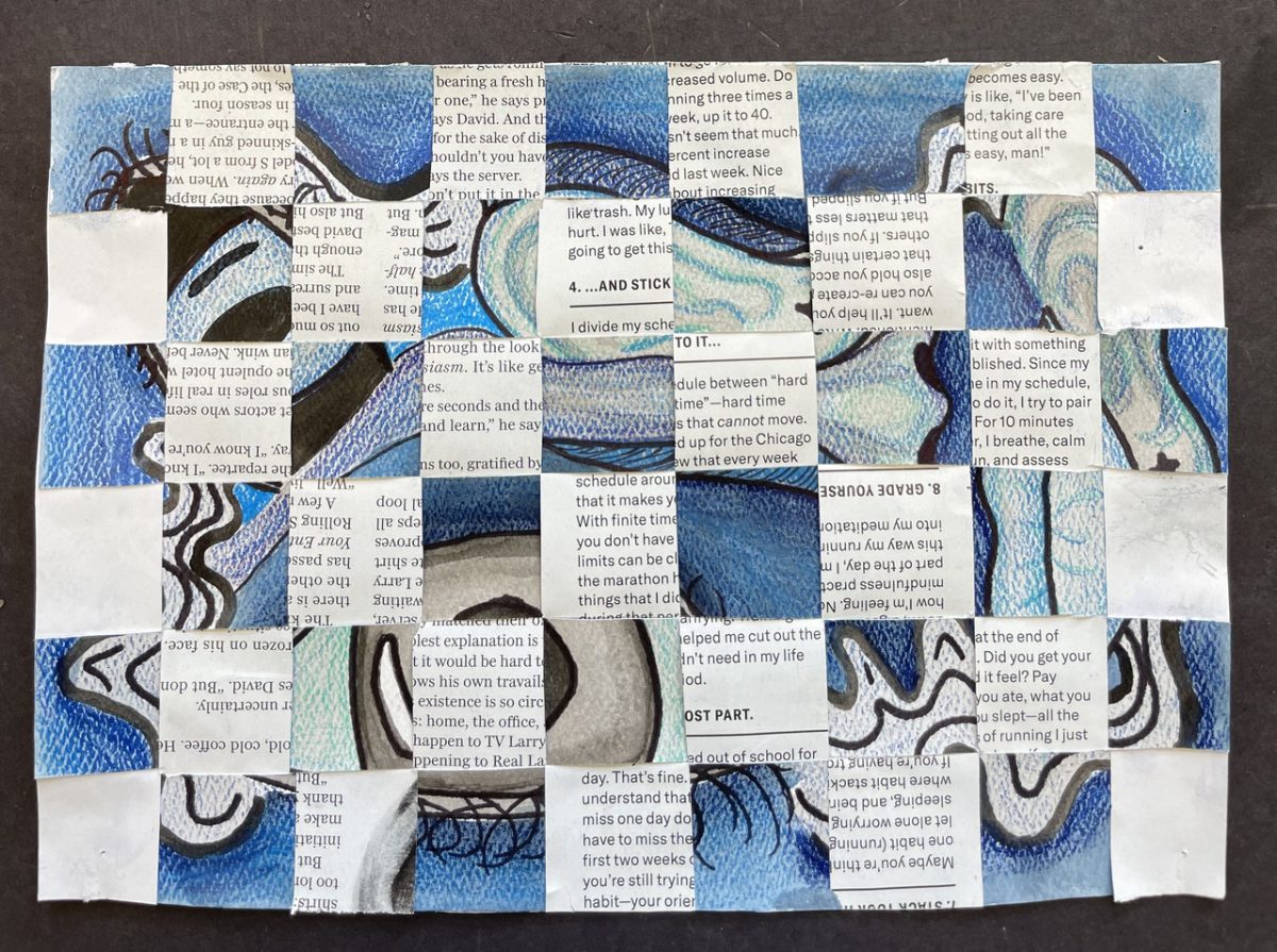 Weaving of drawing with text page