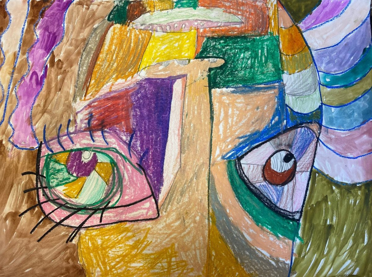 Multicolored abstract face