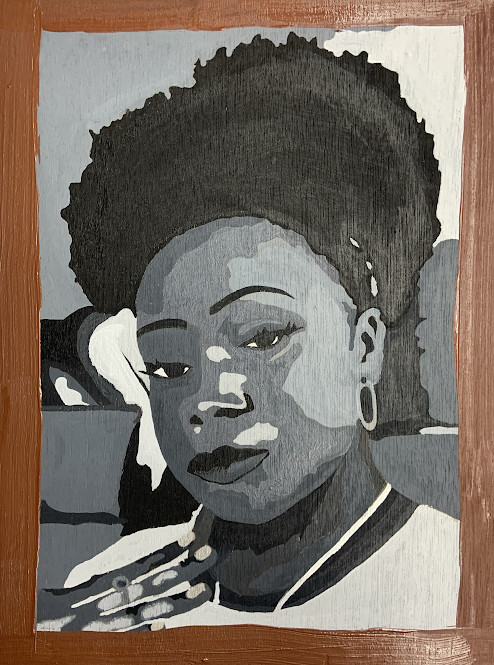 black and white self portrait