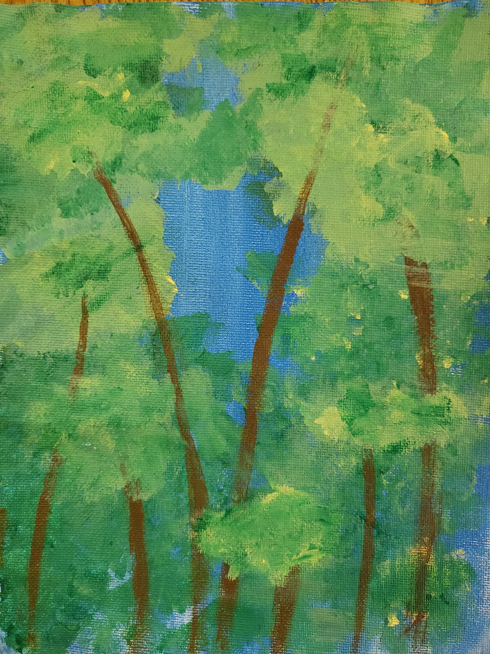 Painting of green tree tops