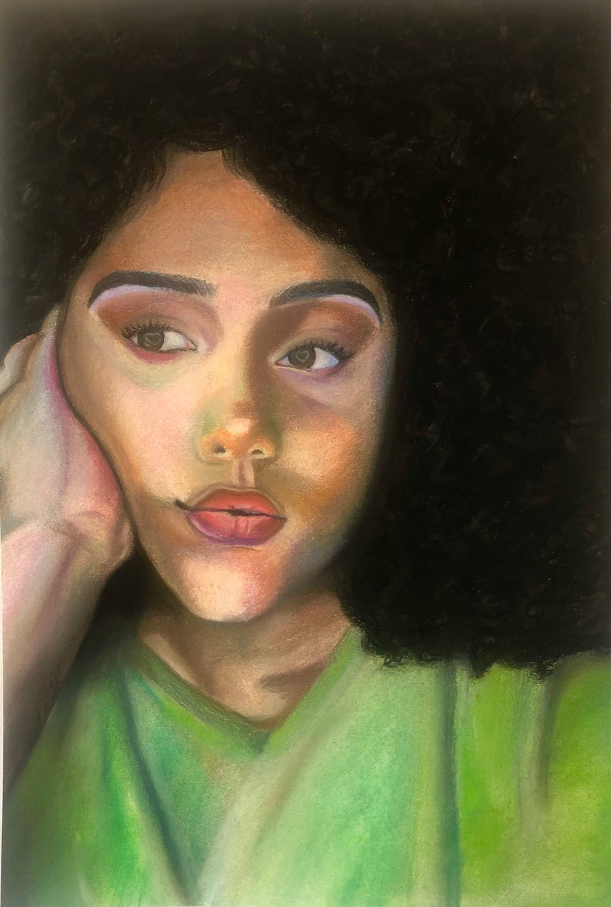pastel portrait of a young girl