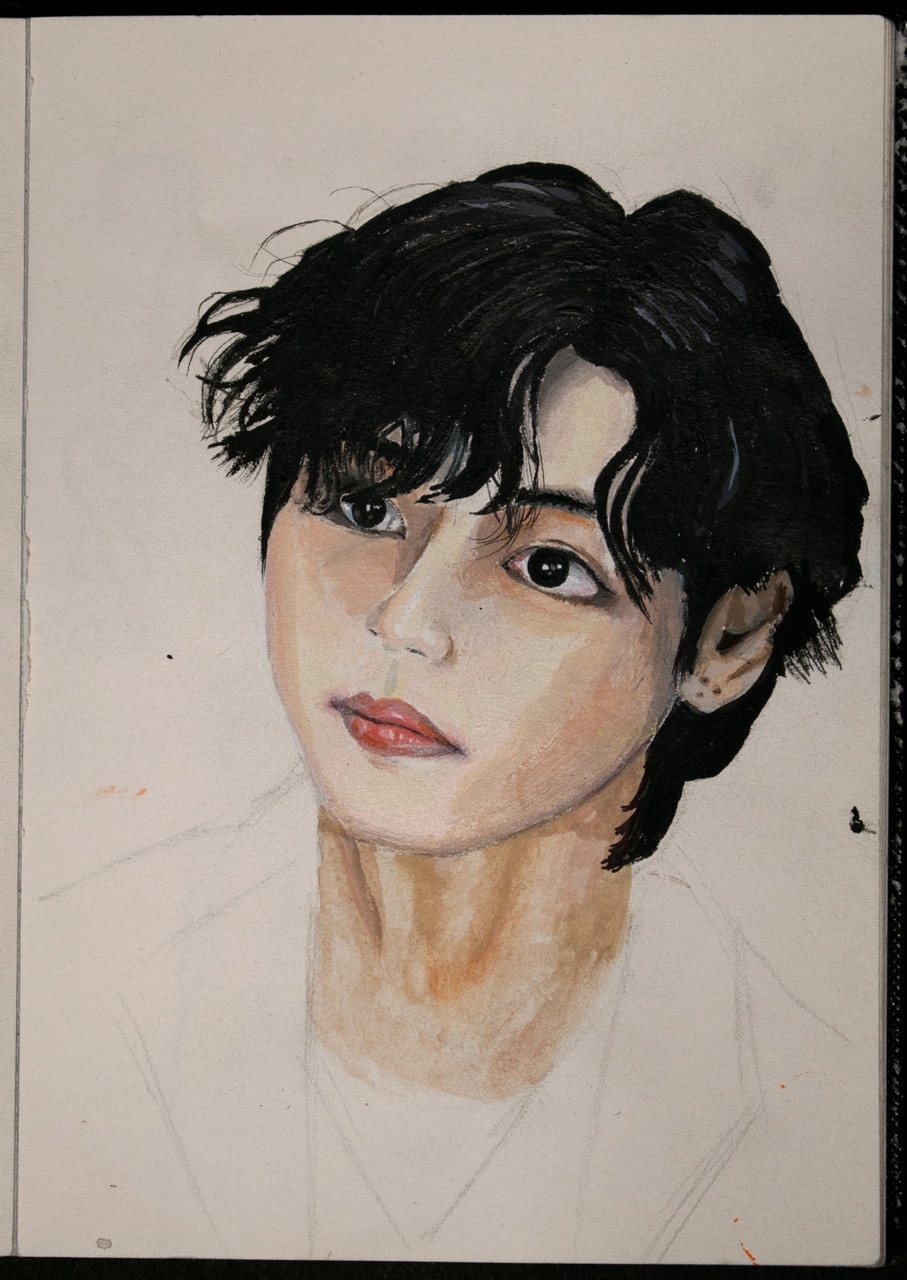 Painting of person looking to the left