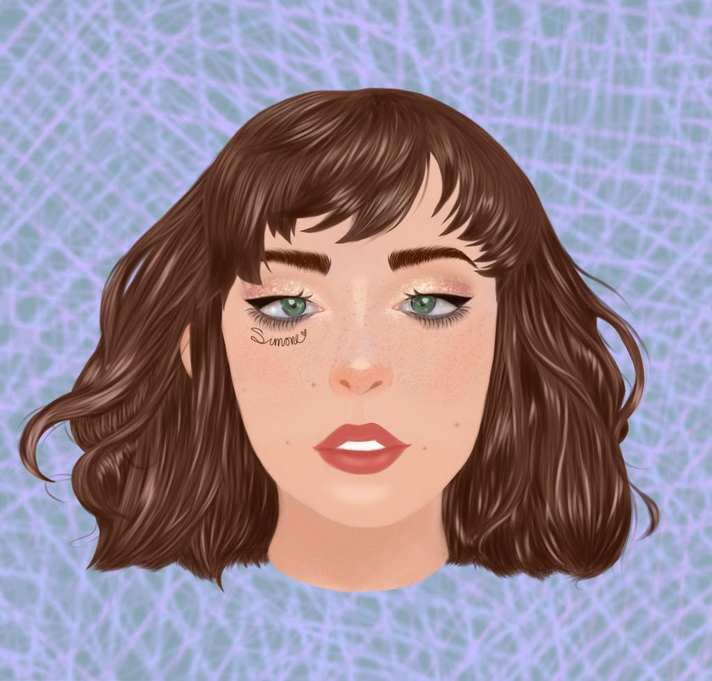 Digital drawing of girl's head