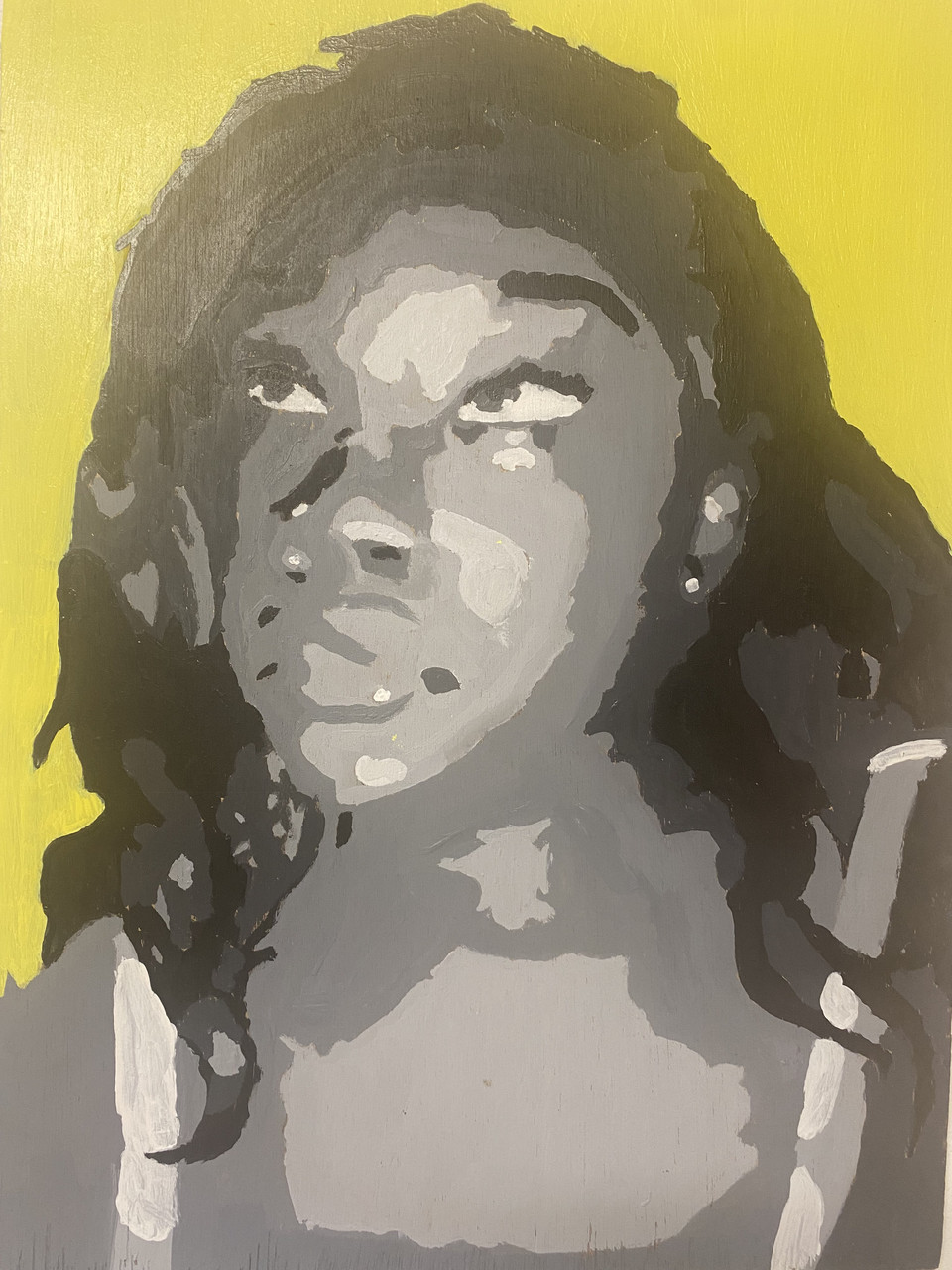 yellow and black and white portrait