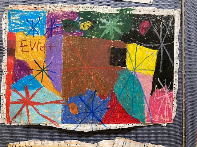 Colorful abstract drawing in crayon