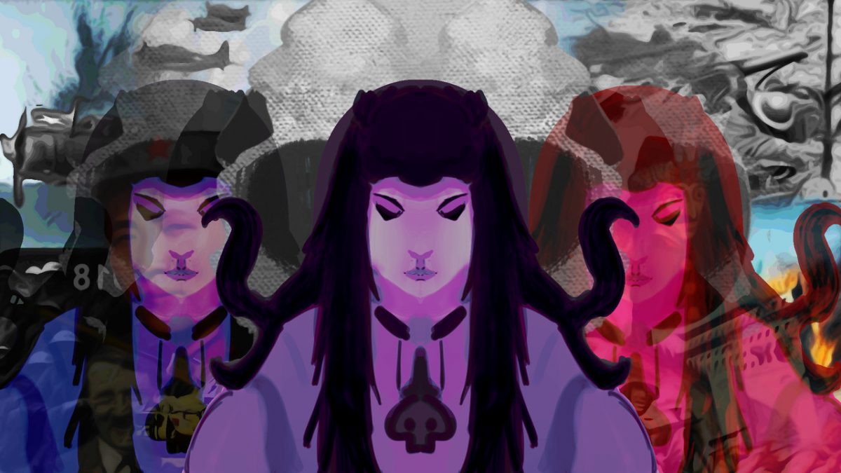 Digital image of three fictional characters