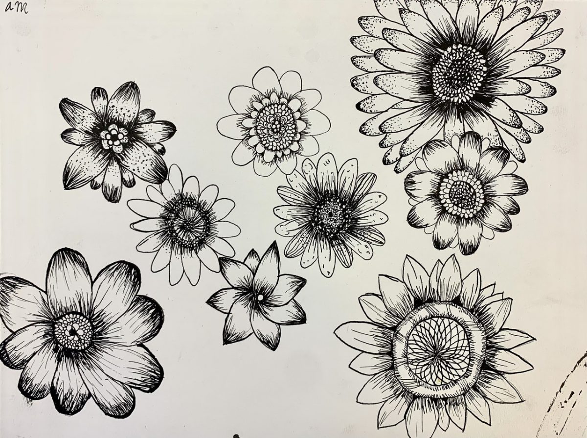 Black and white flowers