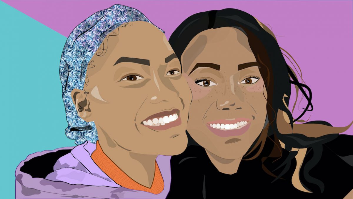 digital drawing of artist and her only sister