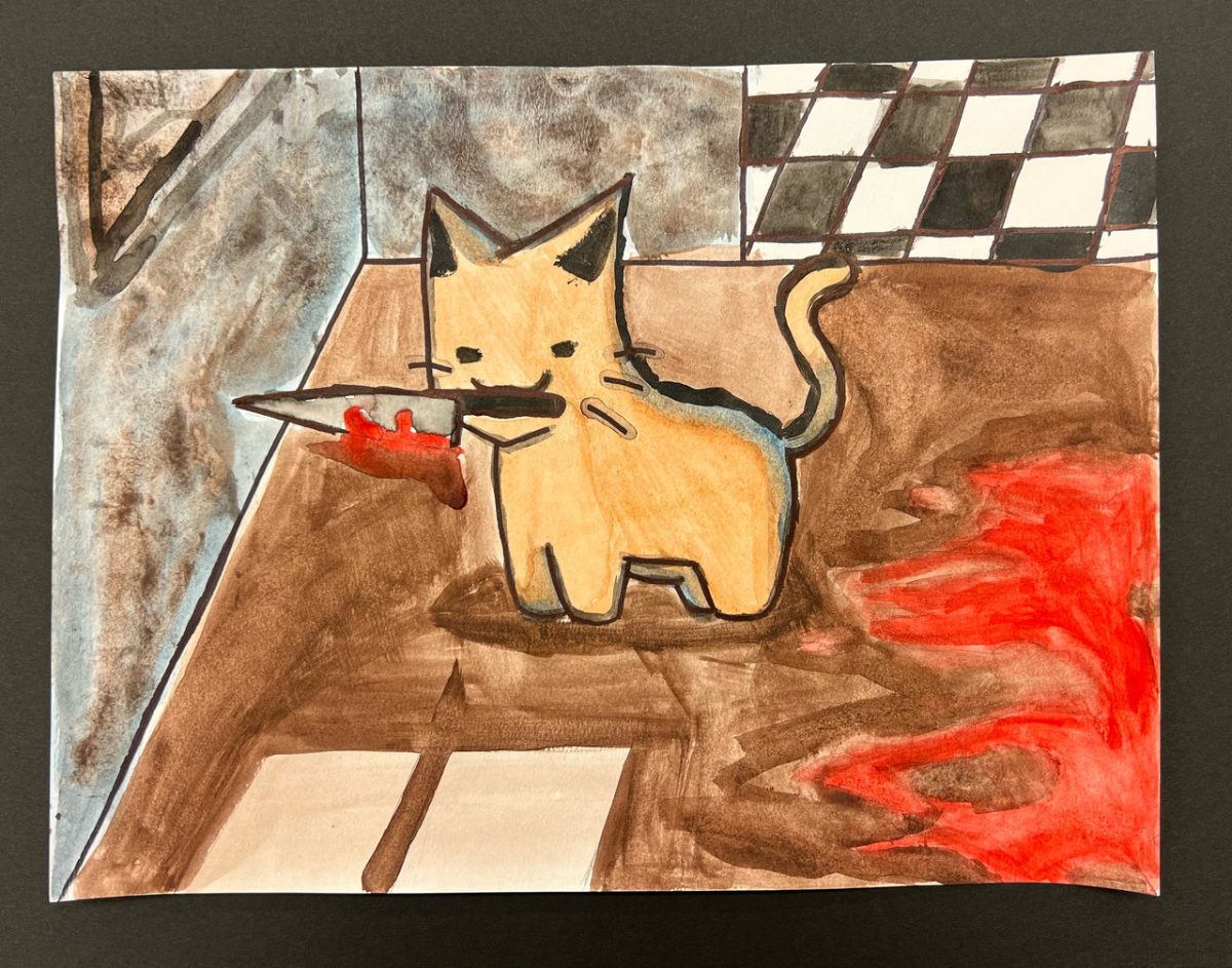 cat with a knife