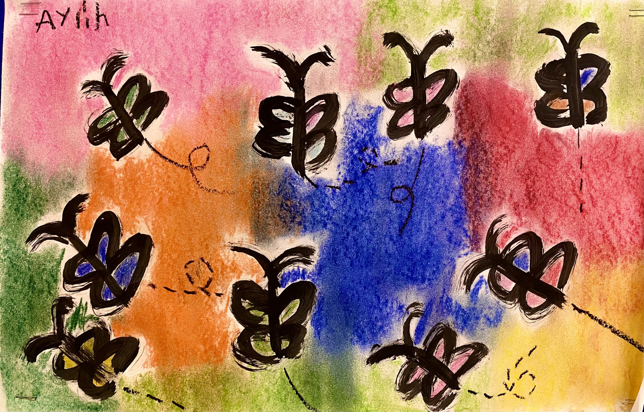 Little butterflies on a pastel background